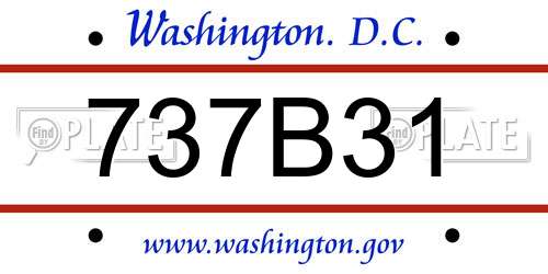 737B31 District Of Columbia License Plate