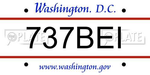 737BEI District Of Columbia License Plate