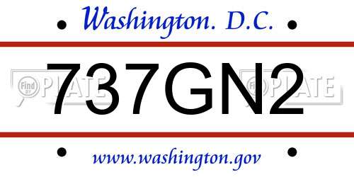 737GN2 District Of Columbia License Plate