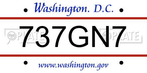 737GN7 District Of Columbia License Plate