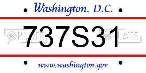737S31 District Of Columbia License Plate