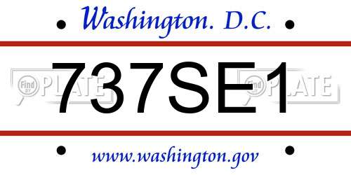 737SE1 District Of Columbia License Plate