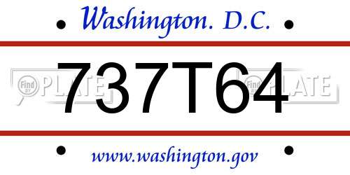 737T64 District Of Columbia License Plate