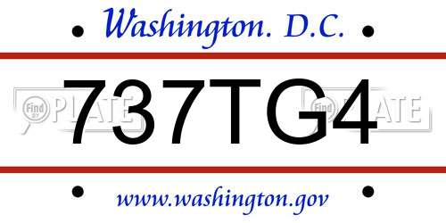 737TG4 District Of Columbia License Plate