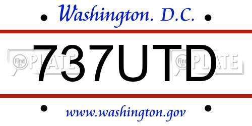 737UTD District Of Columbia License Plate