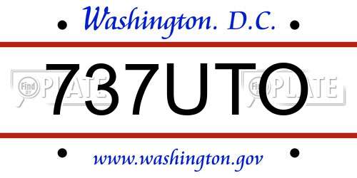 737UTO District Of Columbia License Plate