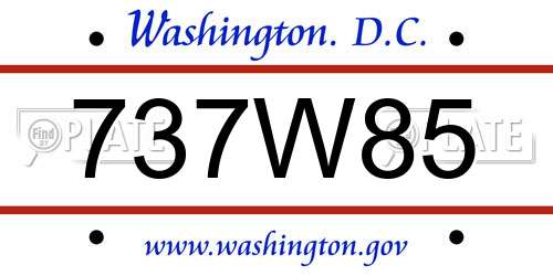 737W85 District Of Columbia License Plate