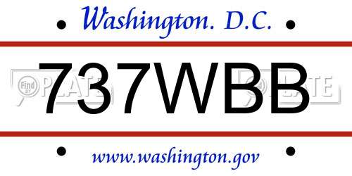 737WBB District Of Columbia License Plate
