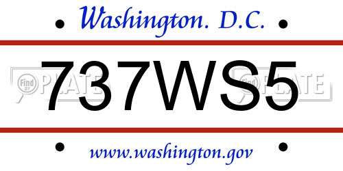 737WS5 District Of Columbia License Plate