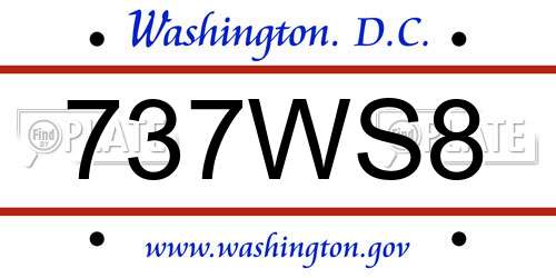 737WS8 District Of Columbia License Plate