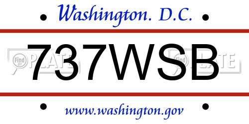 737WSB District Of Columbia License Plate