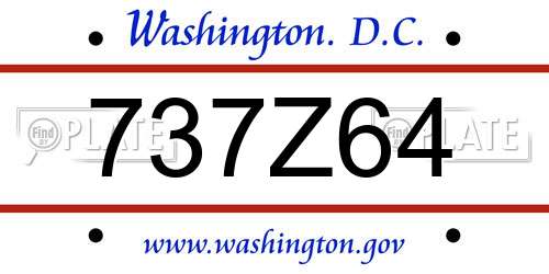 737Z64 District Of Columbia License Plate