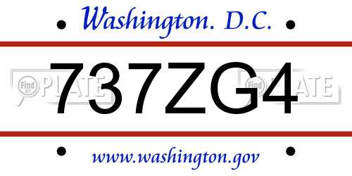 737ZG4 District Of Columbia License Plate