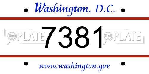 7381 District Of Columbia License Plate