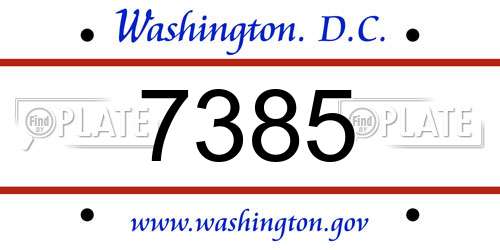 7385 District Of Columbia License Plate