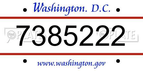 7385222 District Of Columbia License Plate