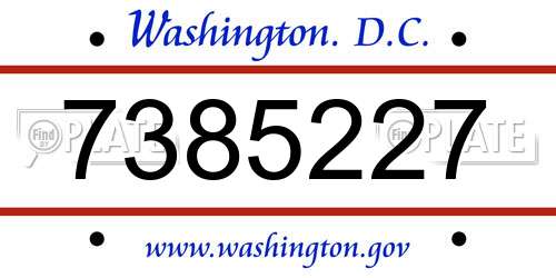 7385227 District Of Columbia License Plate