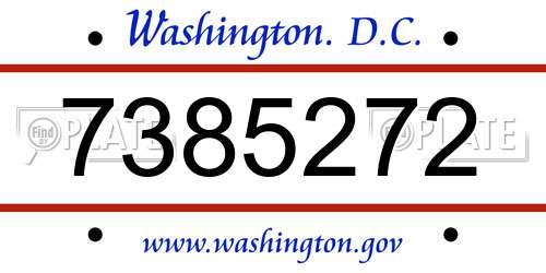 7385272 District Of Columbia License Plate