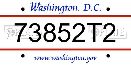 73852T2 District Of Columbia License Plate