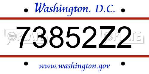 73852Z2 District Of Columbia License Plate