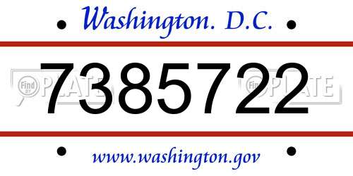 7385722 District Of Columbia License Plate