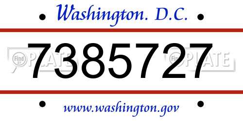 7385727 District Of Columbia License Plate