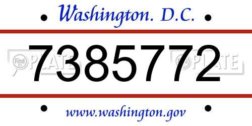 7385772 District Of Columbia License Plate