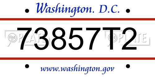 73857T2 District Of Columbia License Plate