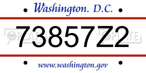 73857Z2 District Of Columbia License Plate