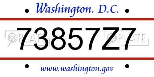 73857Z7 District Of Columbia License Plate