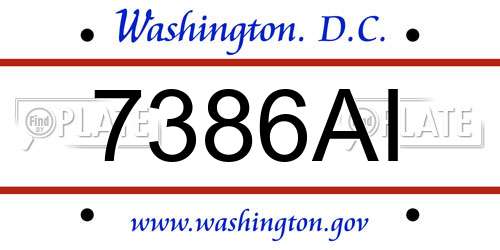 7386AI District Of Columbia License Plate