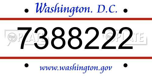 7388222 District Of Columbia License Plate