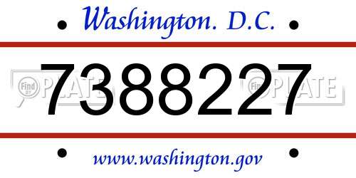 7388227 District Of Columbia License Plate