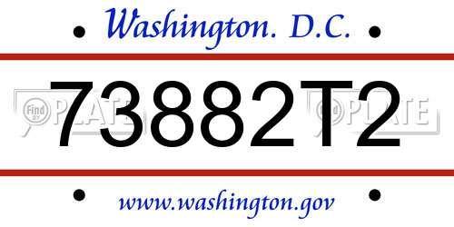 73882T2 District Of Columbia License Plate