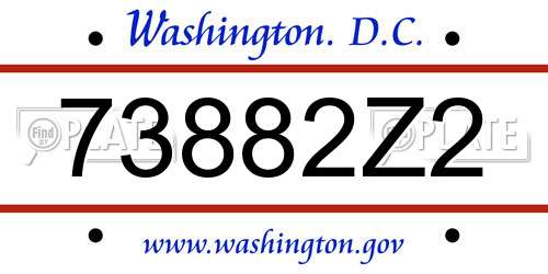 73882Z2 District Of Columbia License Plate
