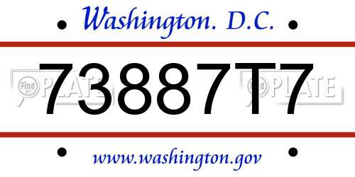 73887T7 District Of Columbia License Plate