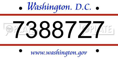 73887Z7 District Of Columbia License Plate