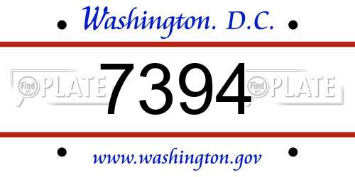 7394 District Of Columbia License Plate