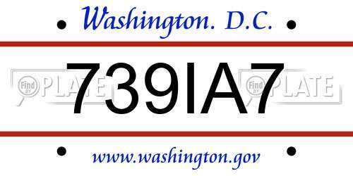 739IA7 District Of Columbia License Plate