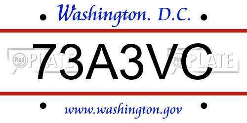 73A3VC District Of Columbia License Plate