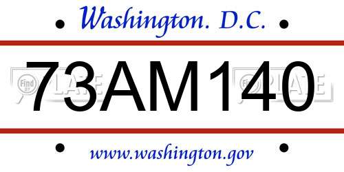 73AM140 District Of Columbia License Plate