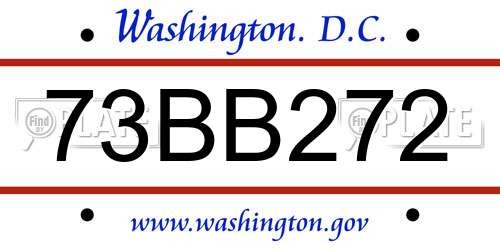 73BB272 District Of Columbia License Plate