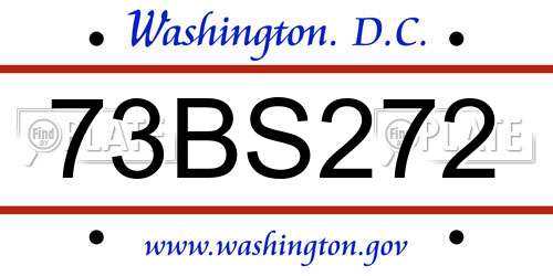 73BS272 District Of Columbia License Plate