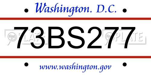 73BS277 District Of Columbia License Plate