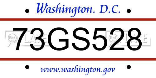 73GS528 District Of Columbia License Plate
