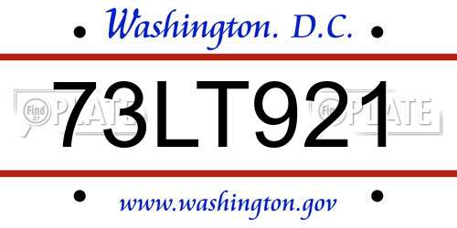 73LT921 District Of Columbia License Plate