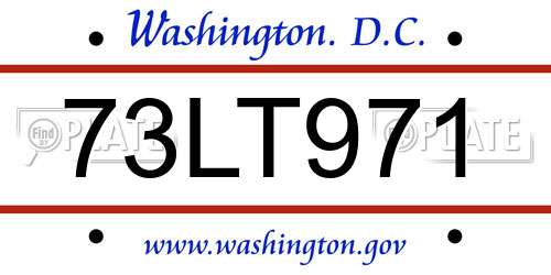 73LT971 District Of Columbia License Plate