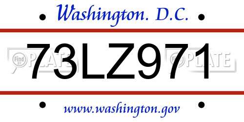 73LZ971 District Of Columbia License Plate