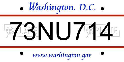 73NU714 District Of Columbia License Plate