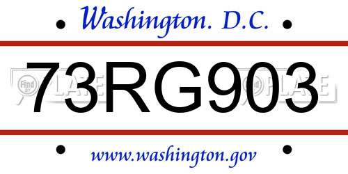 73RG903 District Of Columbia License Plate